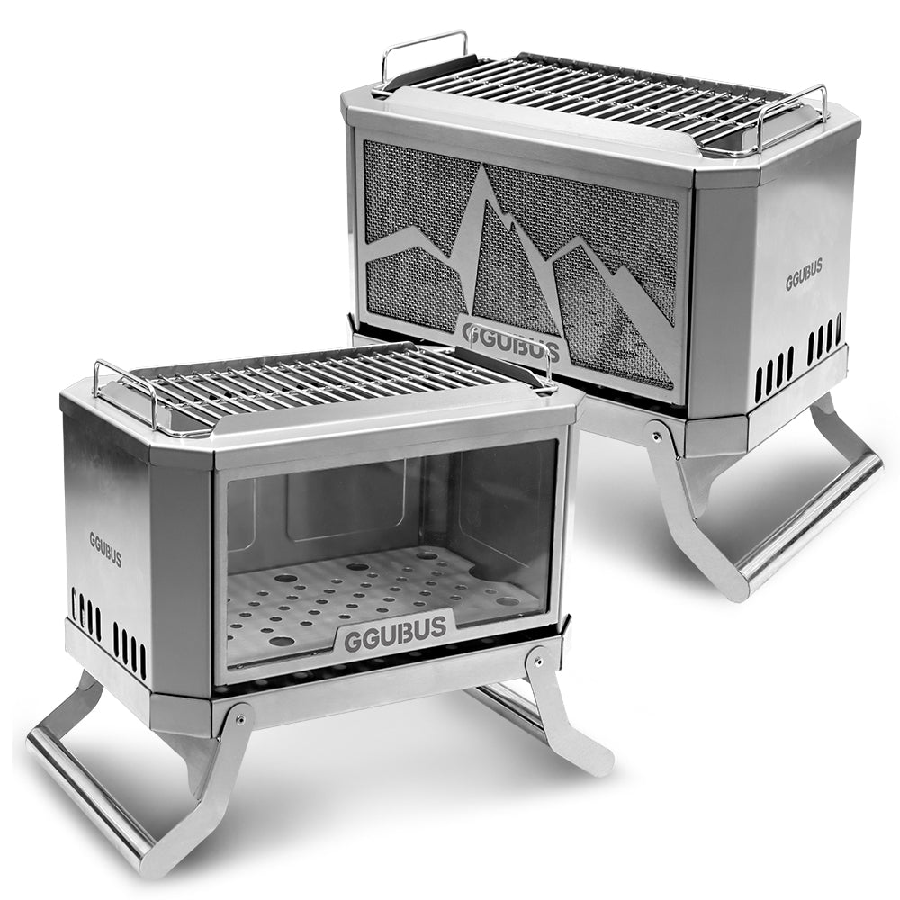 GGUBUS Full Stainless Dual Stove 全体画像 基本構成とガラスパネルアレンジ