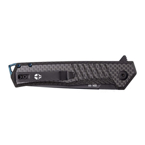 TEKTO F1 Alpha ナイフ　Carbon Fiber // Blue Accents　折り畳み状態