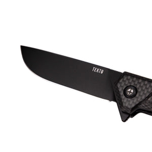 TEKTO F1 Alpha ナイフ　Carbon Fiber // Blue Accents　チタンコーティングD2ブレード